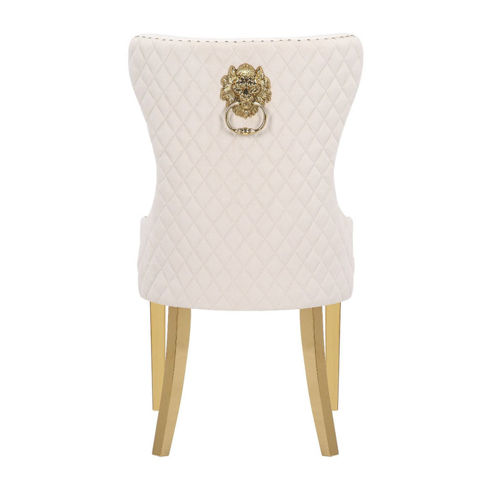 Galaxy Home Simba Gold Legs Dining Chair (Set of 2) in Beige - Vida Furniture (Laredo,TX)