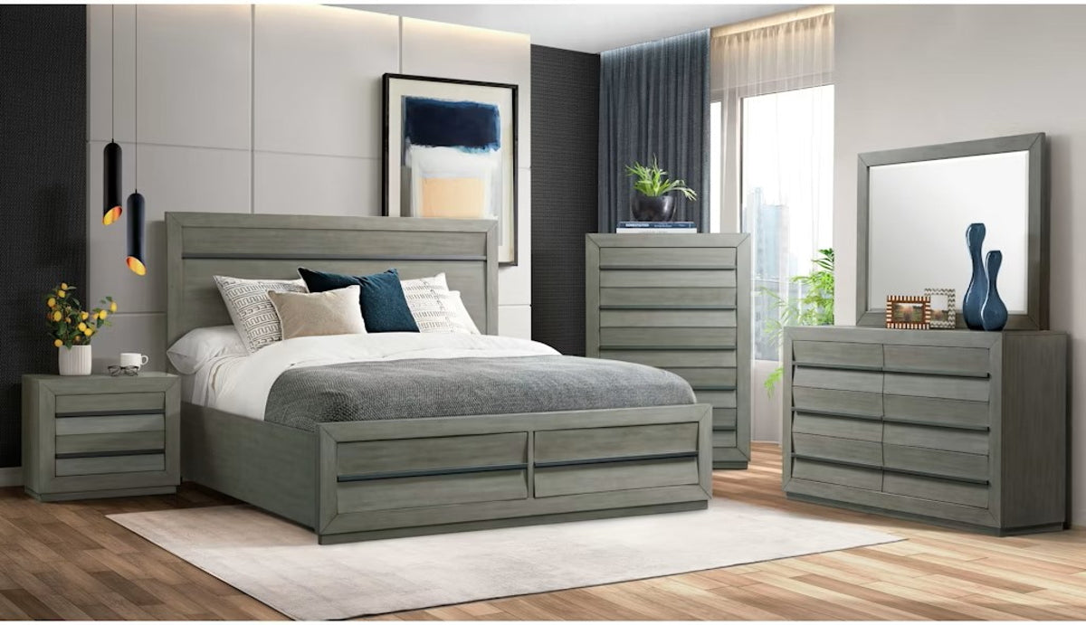 Elements International Zig Nightstand in Grey - Vida Furniture (Laredo,TX)