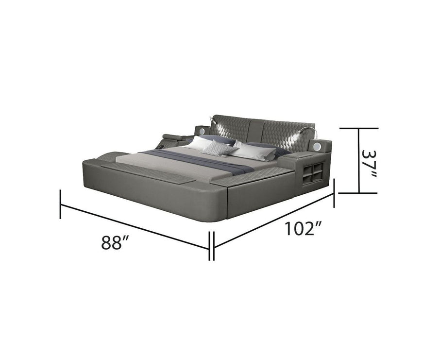 Galaxy Home Zoya Modern Style Queen Bed in Grey - Vida Furniture (Laredo,TX)